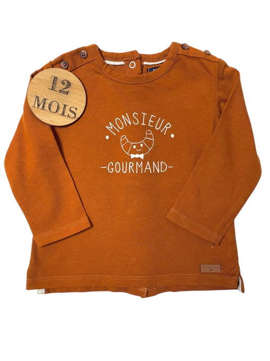 Tee-shirt marron/ orange, Kiabi