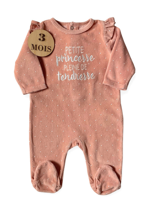 Pyjama velours, rose pêche, Gémo