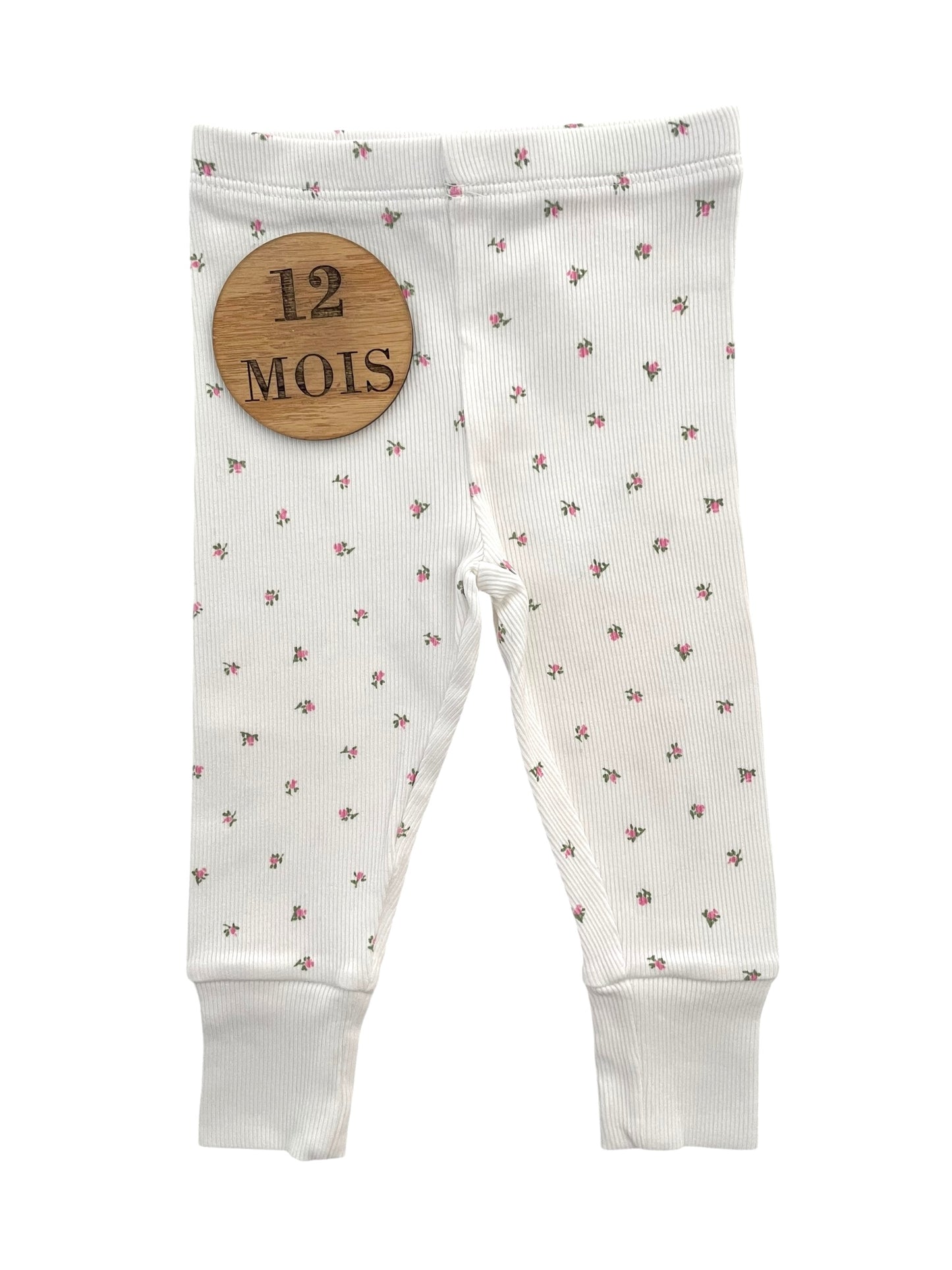 Legging côtelé blanc fleuri, Zara