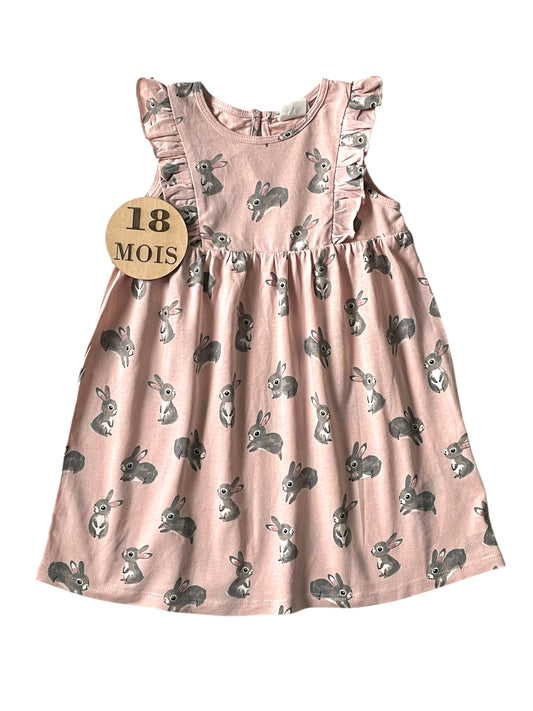 Robe rose, lapins, H&M