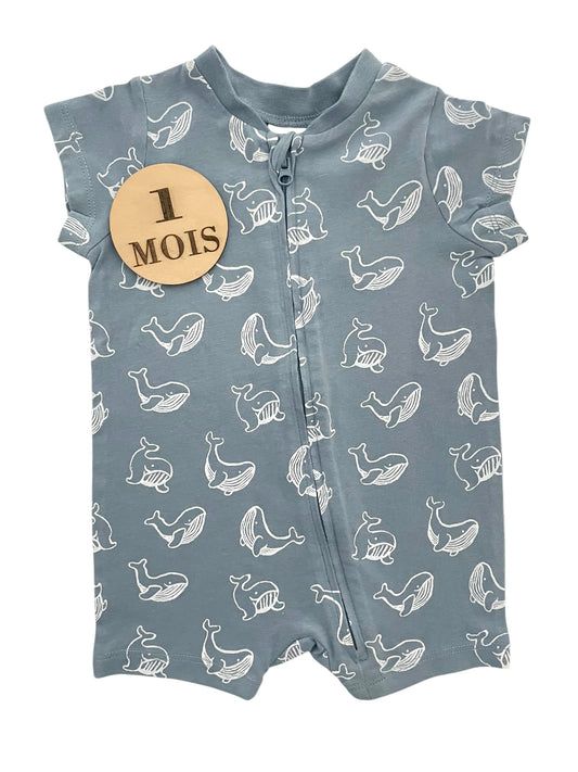 Combinaison bleue, baleines, H&M