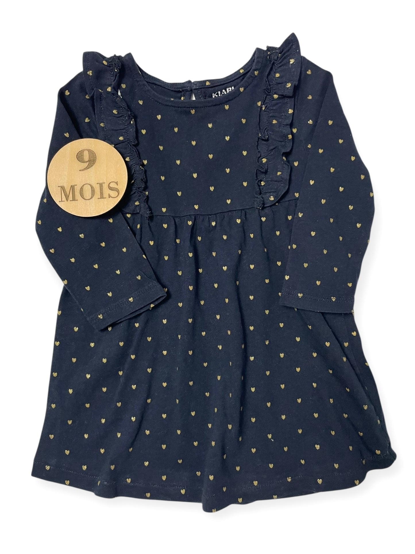 Robe légère bleu-nuit, cœurs, Kiabi
