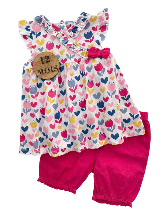 Ensemble blouse et short, fleuri