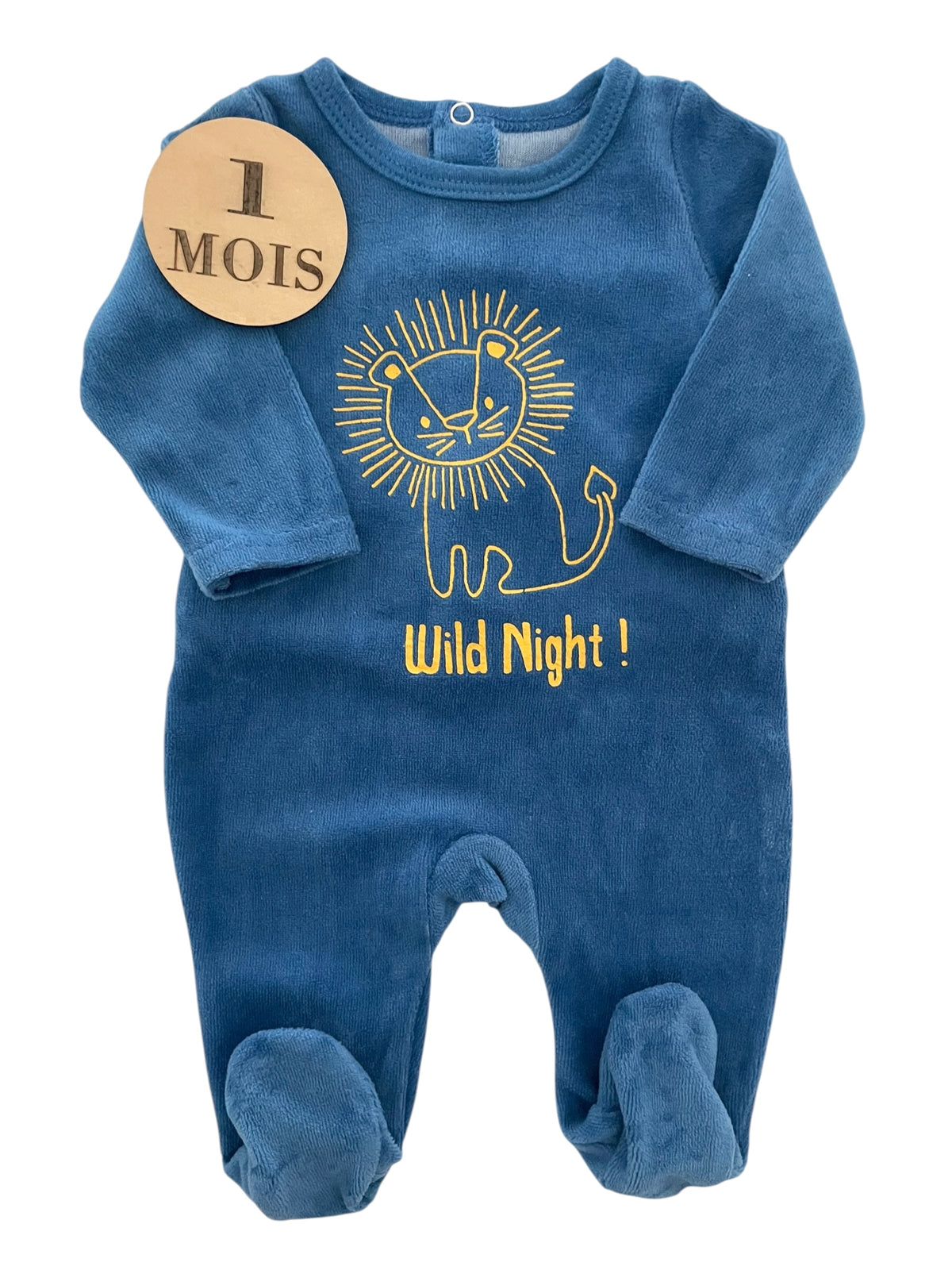 Pyjama velours bleu, lion, Kiabi