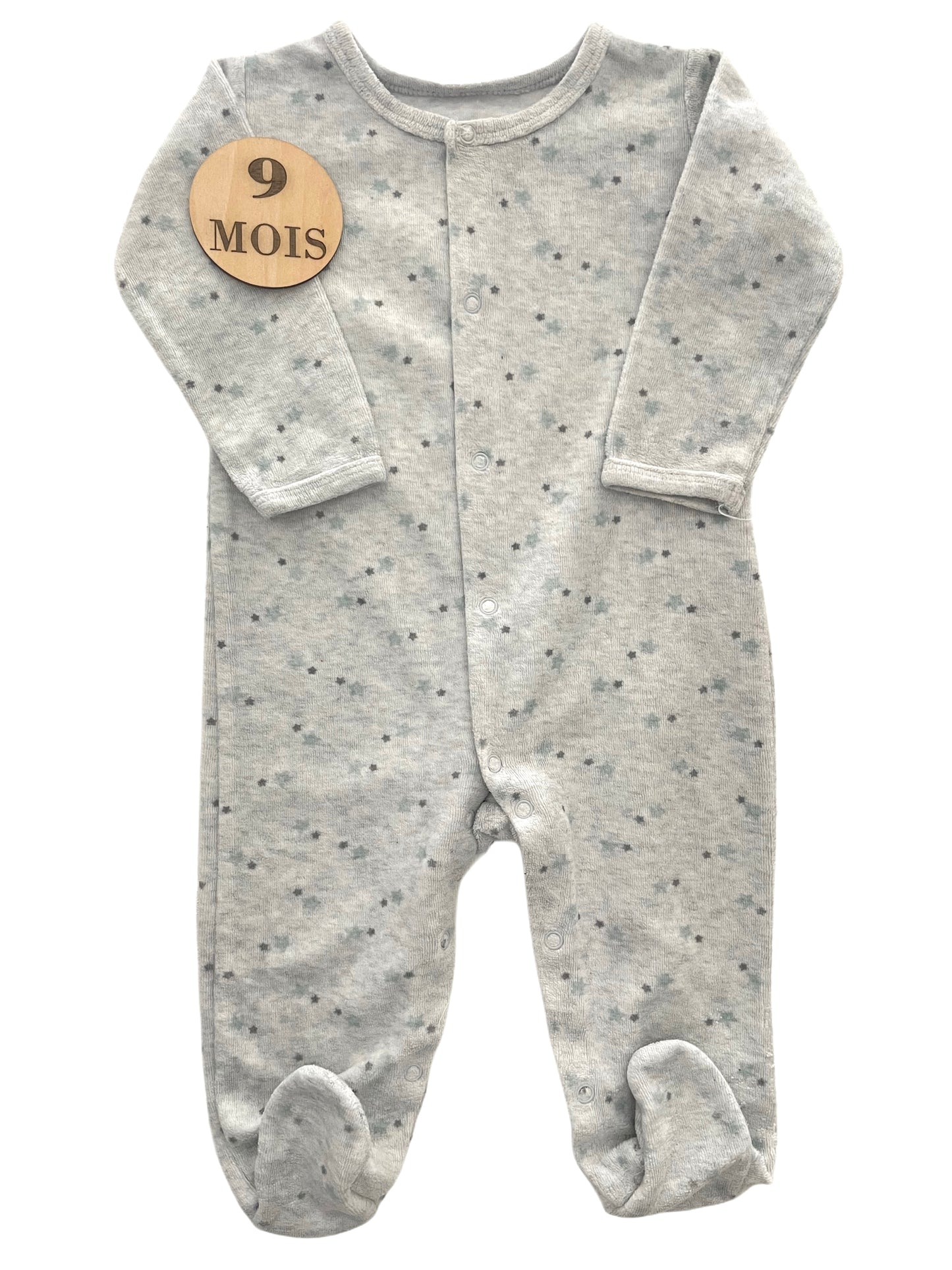 Pyjama velours gris, étoiles, chocolatine