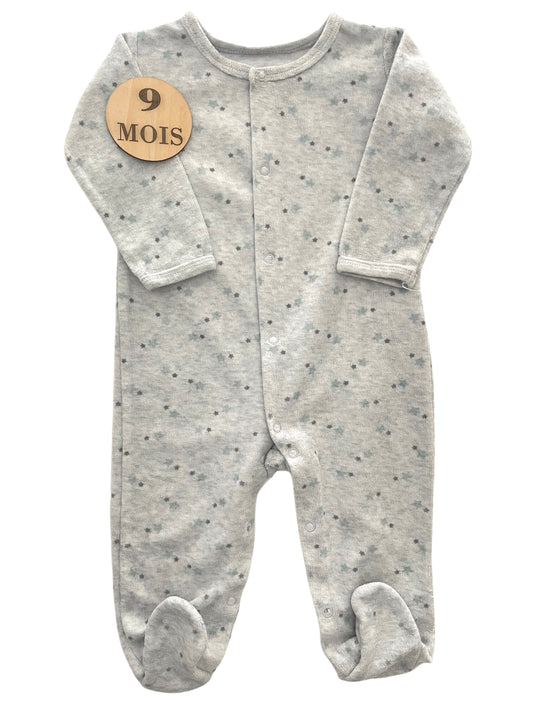 Pyjama velours gris, étoiles, chocolatine