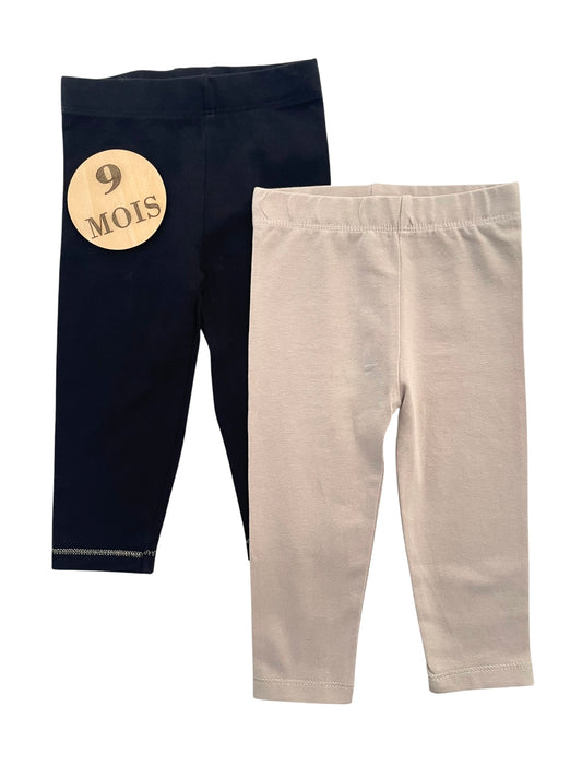 Lot 2 leggings, noir et crème, Orchestra