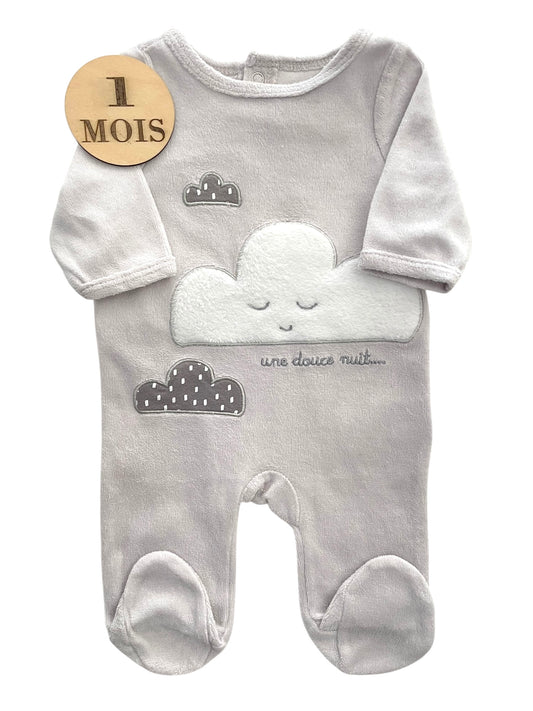 Pyjama velours,gris nuages, Gémo