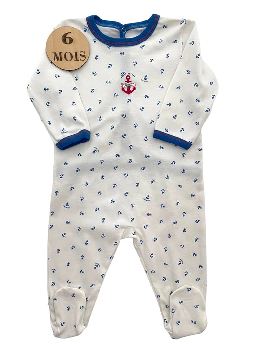Pyjama coton blanc et bleu, Petit Bateau