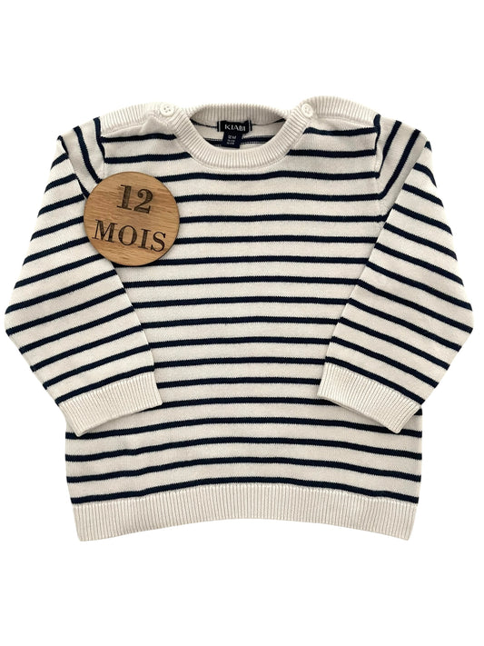 Pull écru, rayé, Kiabi