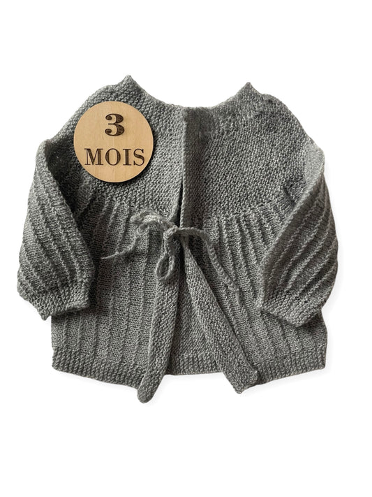 Gilet en maille, gris, fait main