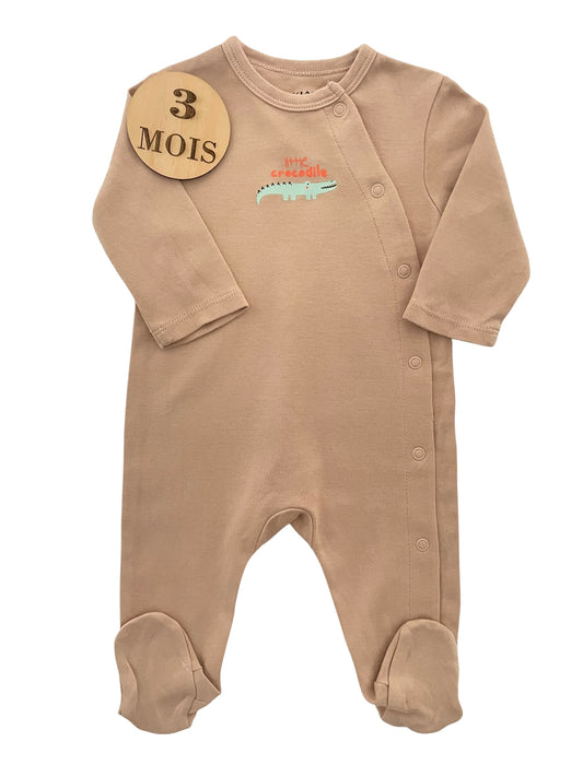 Pyjama coton marron, crocodile, Kiabi