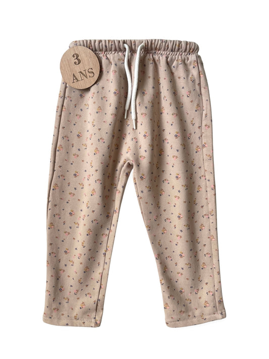 Jogging beige fleuri, Kiabi