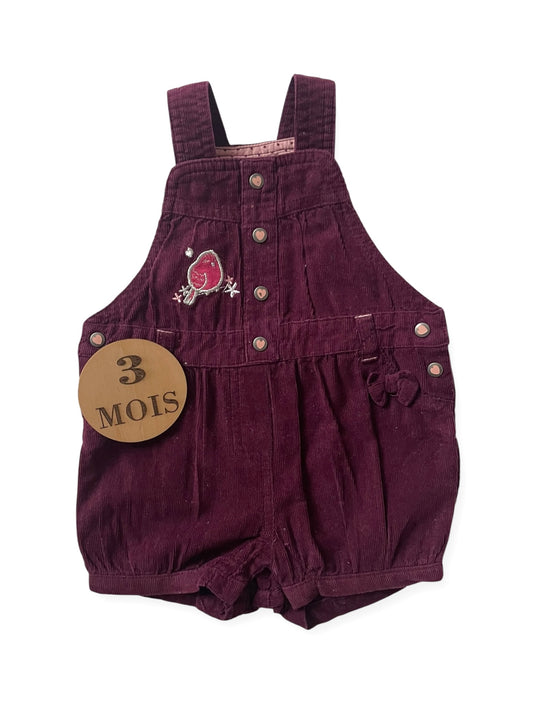 Salopette short en velours, prune, Gémo