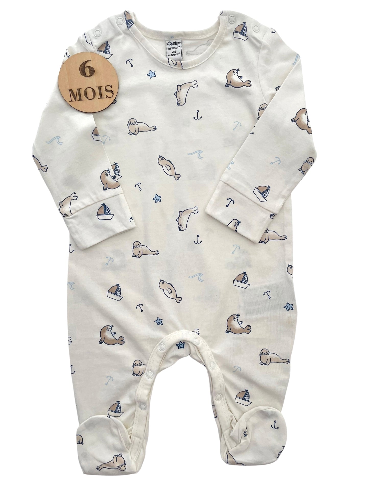 Pyjama écru, phoques, DopoDopo