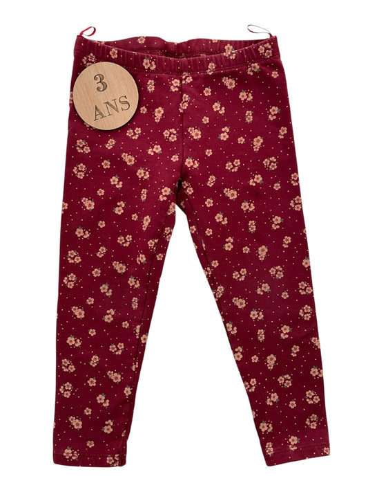 Legging épais bordeaux, fleuri, C&A