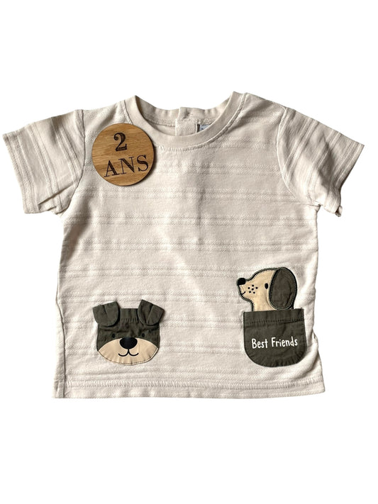 Tee-shirt écru, animaux