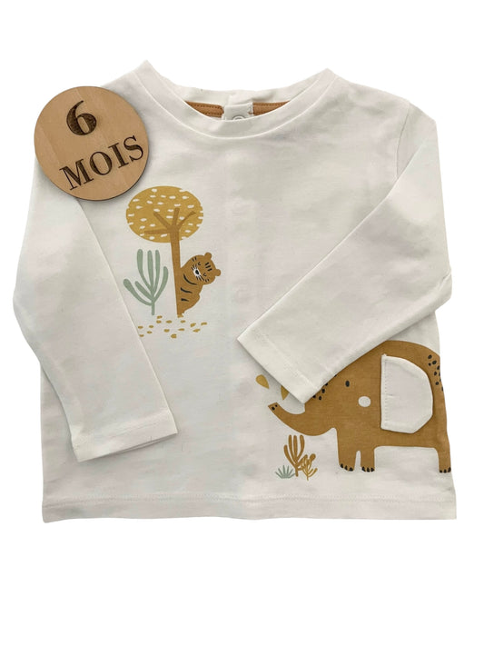 Tee-shirt écru, animaux, Orchestra
