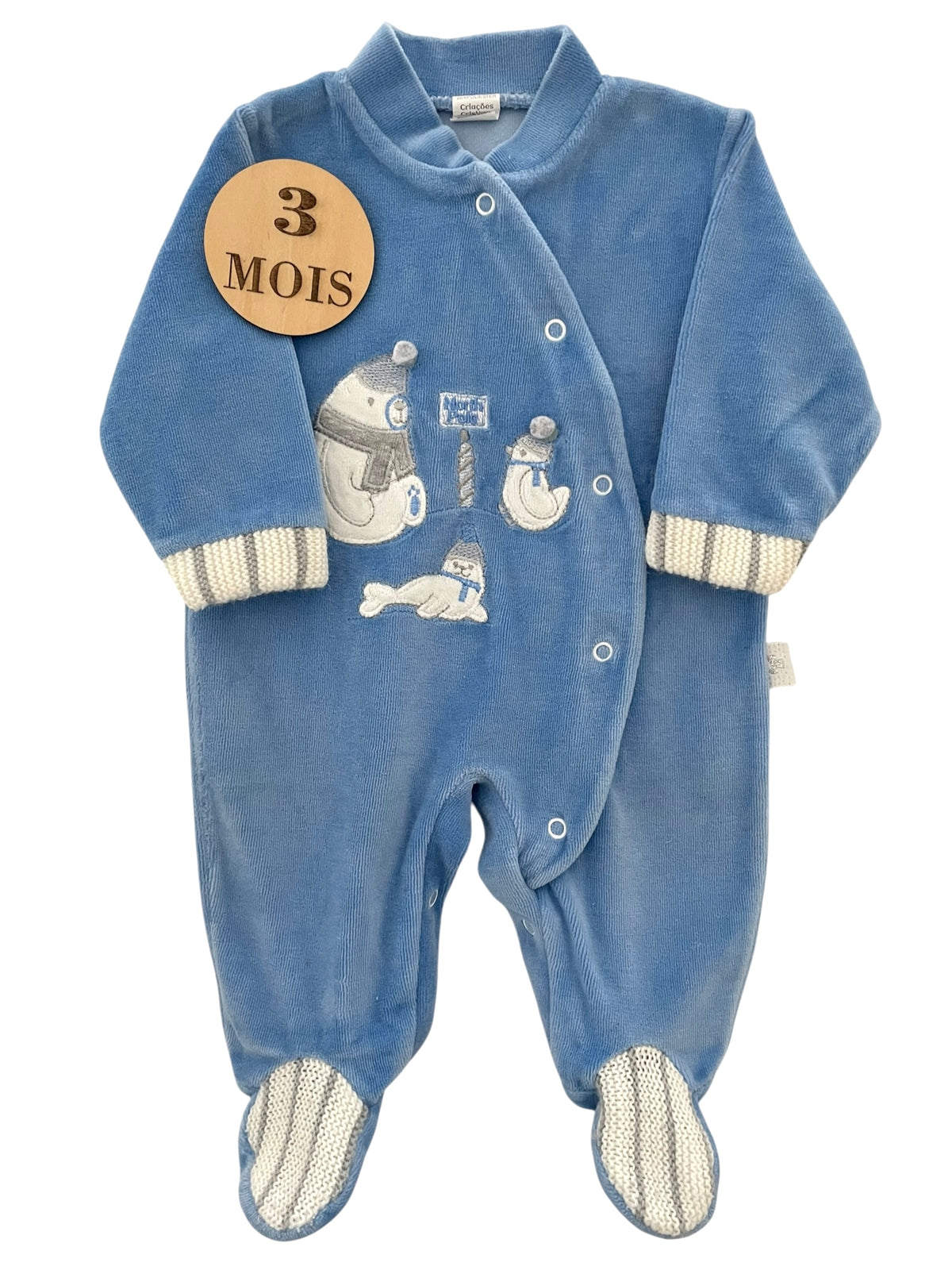 Pyjama velours bleu, banquise