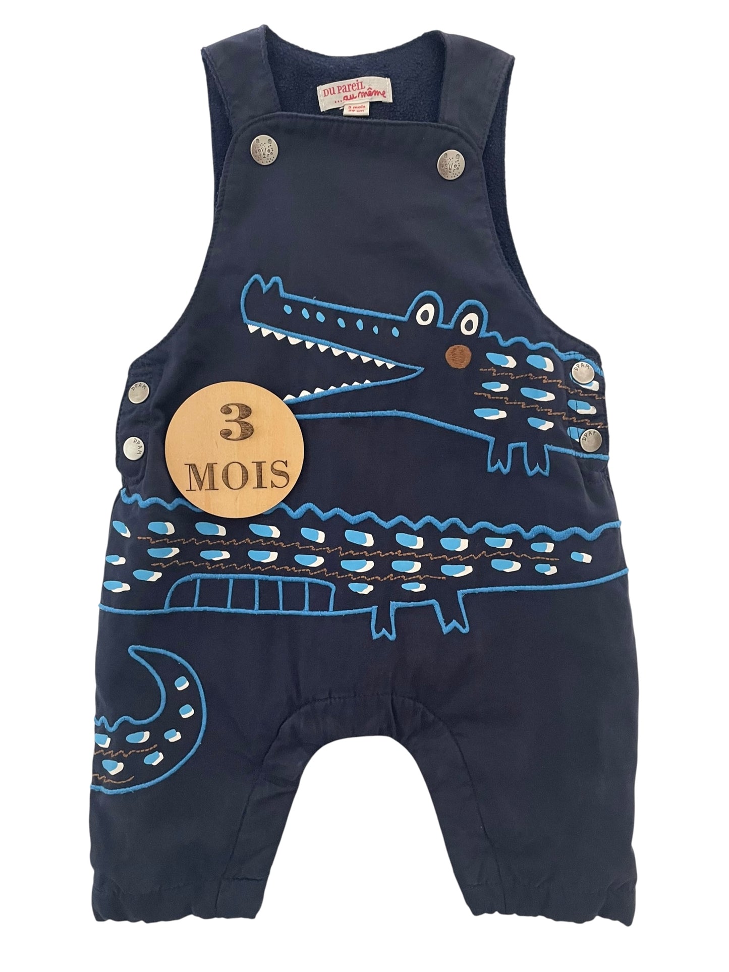 Salopette en toile, doublé polaire, crocodiles, DPAM