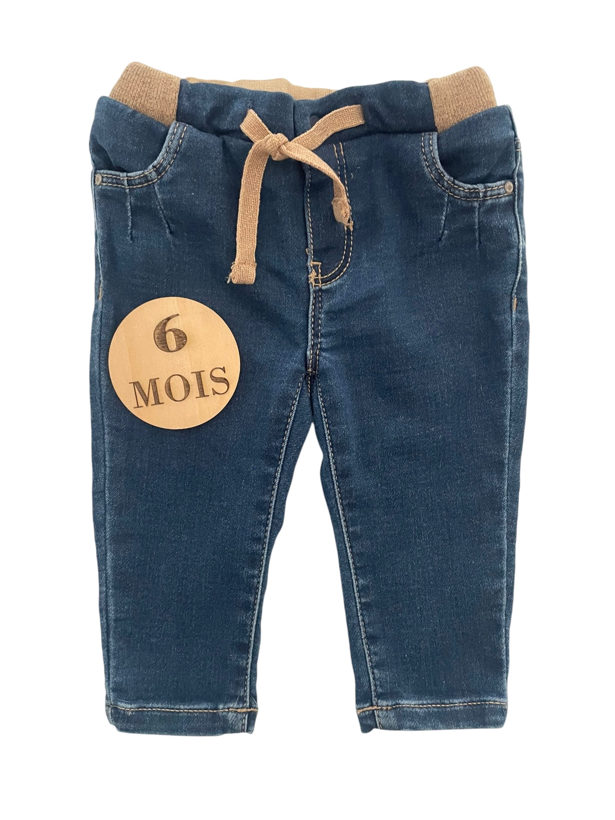 Jean bleu, taille élastique brillante, Obaïbi