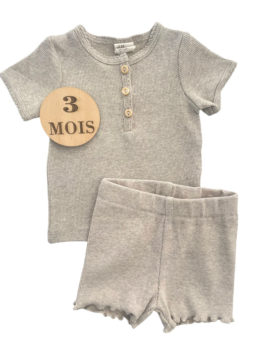 Ensemble tee-shirt et short, gris chiné, H&M