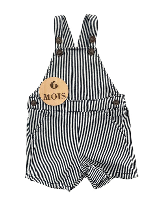 Salopette-short en jean, rayée, Kiabi