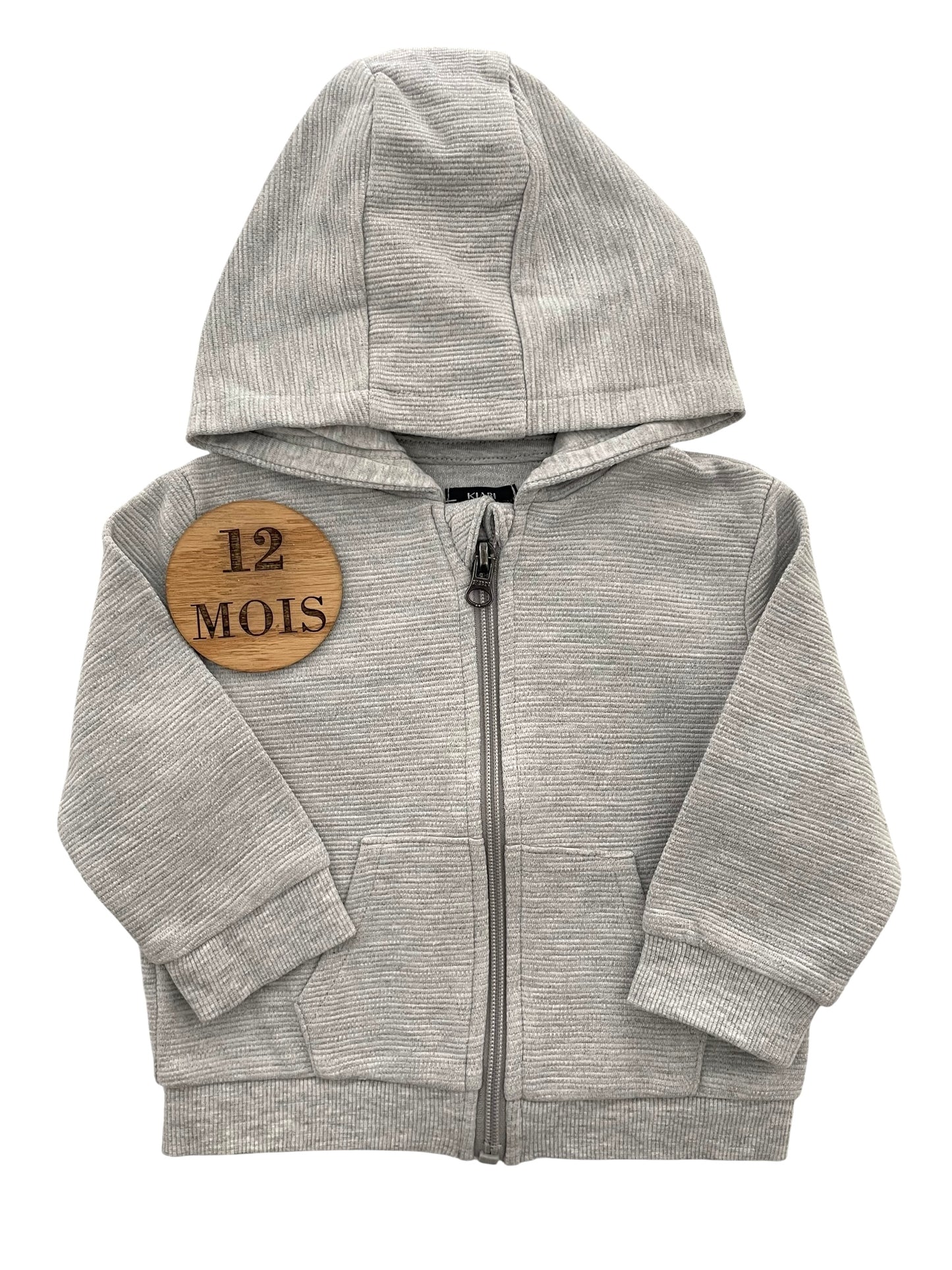 Gilet-à capuche, gris, Kiabi