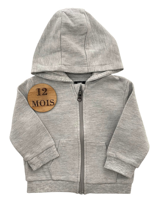 Gilet-à capuche, gris, Kiabi