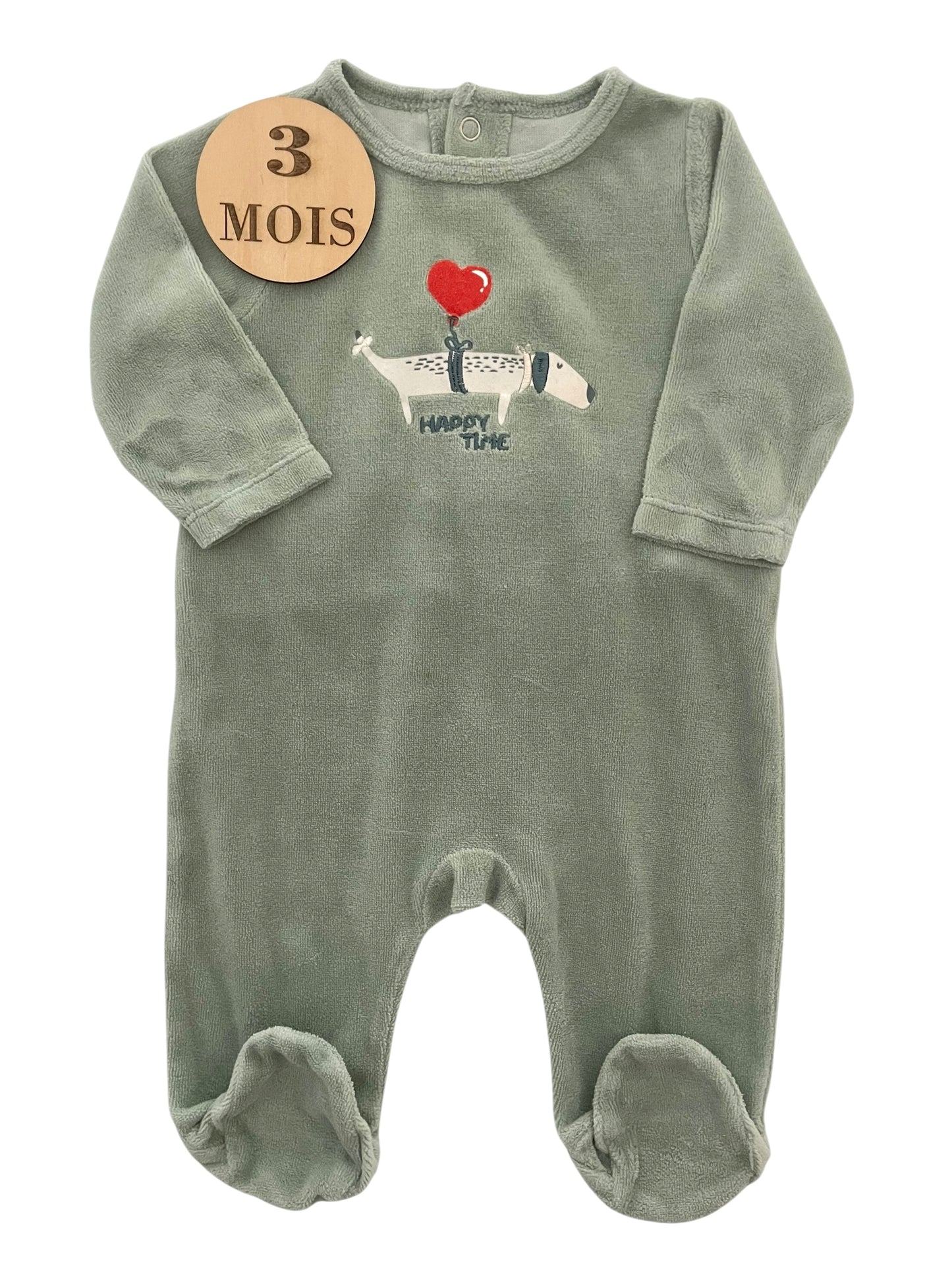 Pyjama velours, vert, Gémo