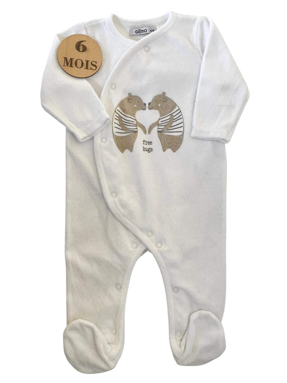 Pyjama velours blanc, ours, Gémo