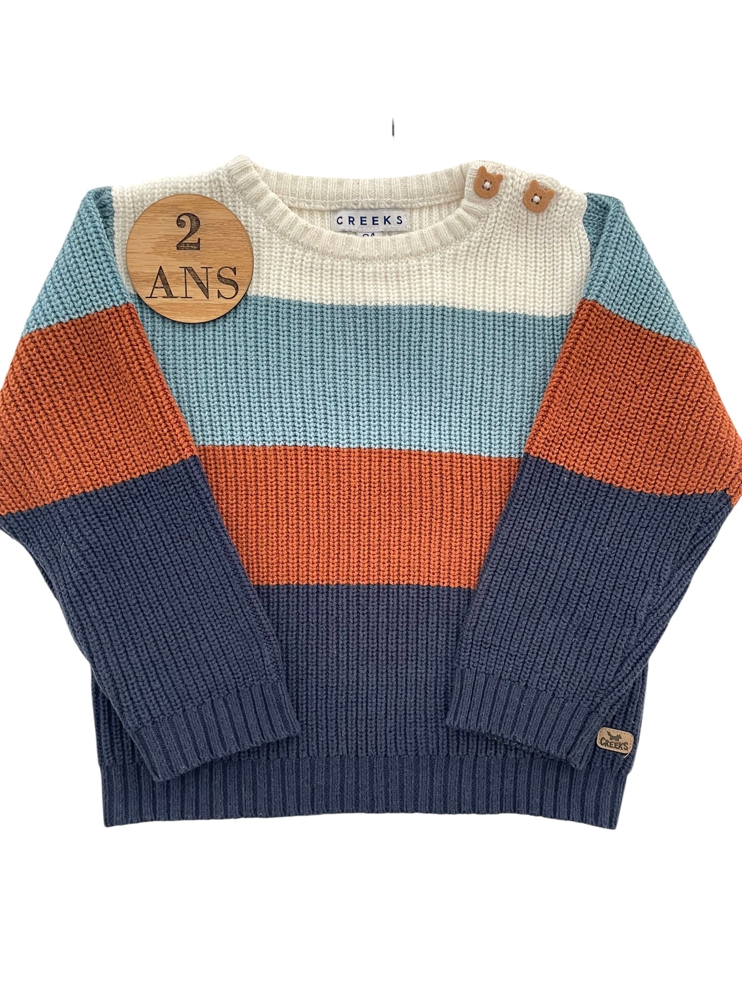 Pull en mailles, tricolore, Creeks