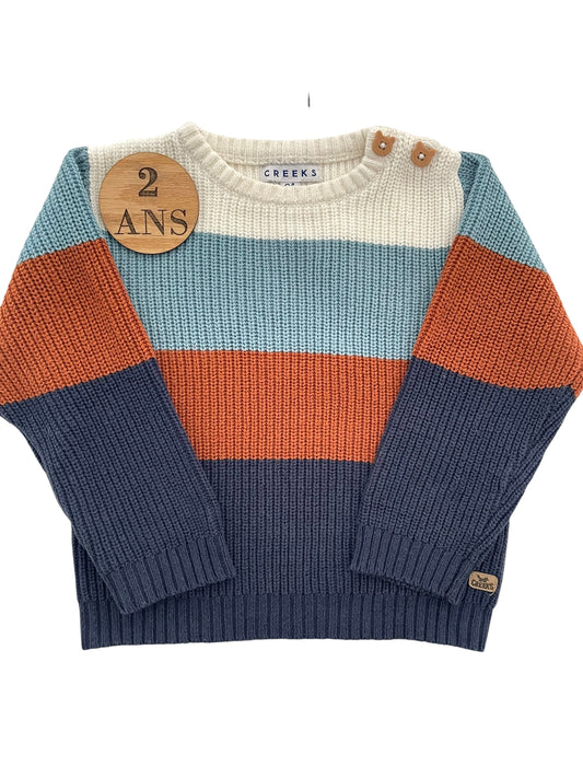 Pull en mailles, tricolore, Creeks