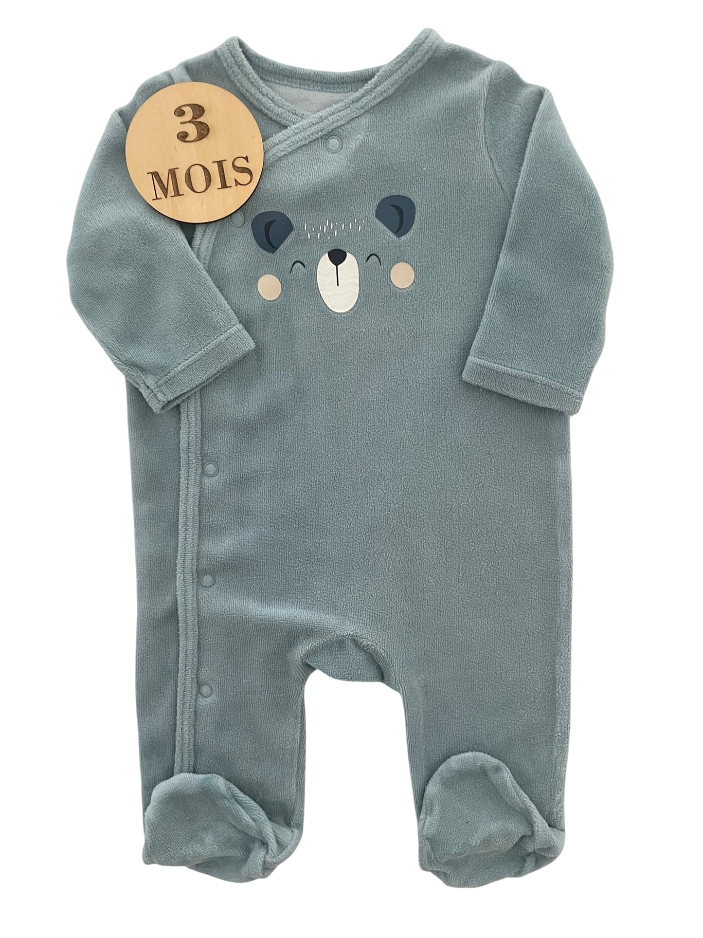 Pyjama velours, bleu, ours, Gémo