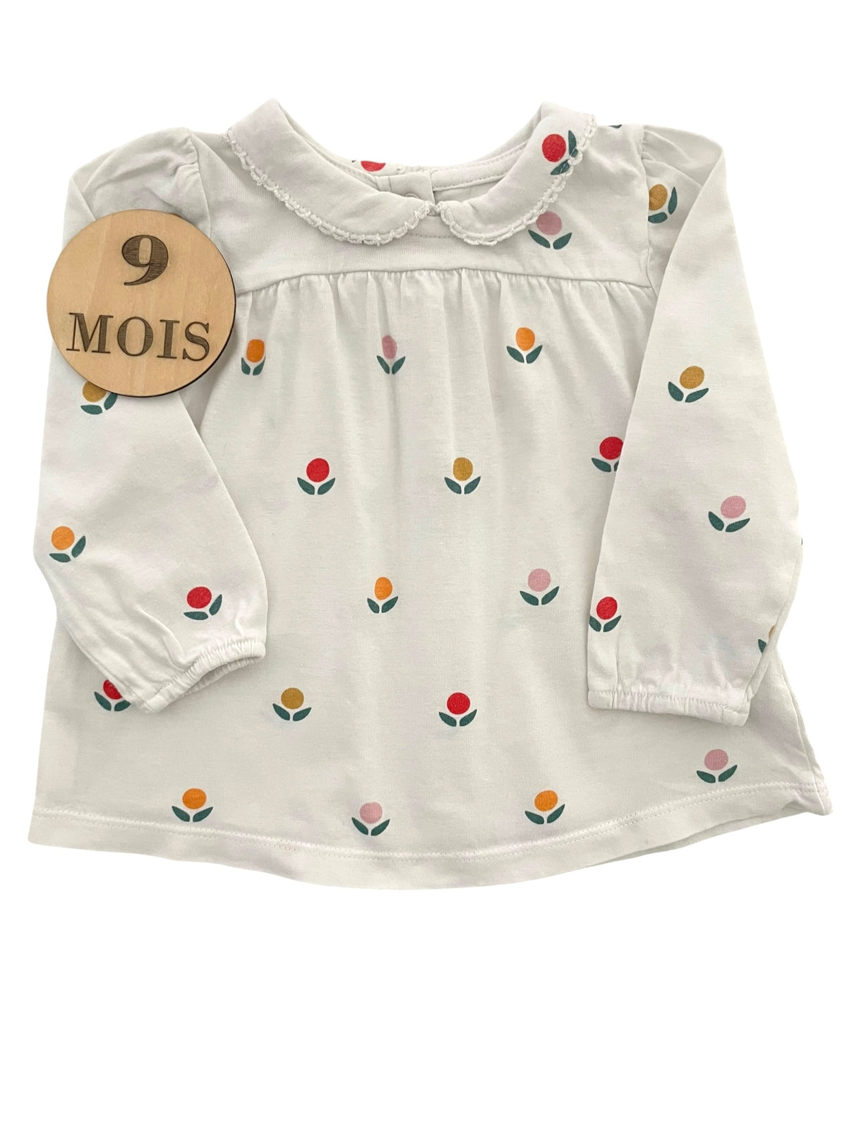 Blouse blanche, fleurie, Bout’chou
