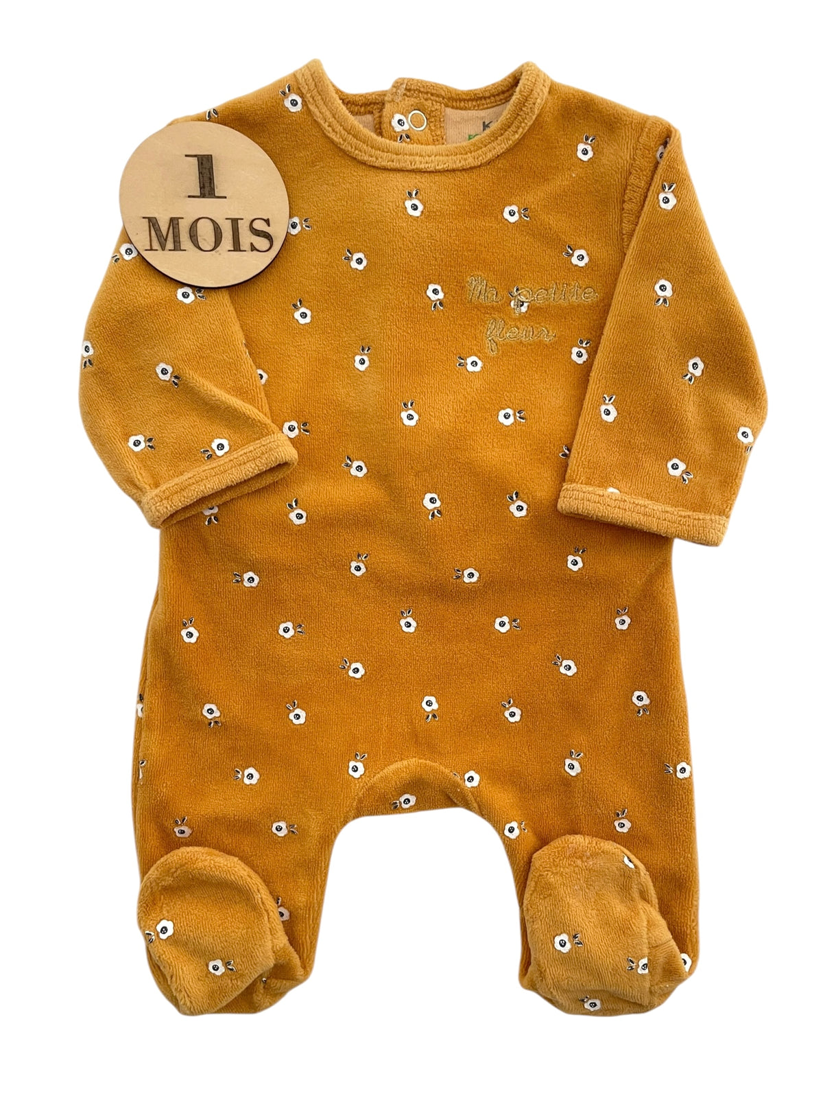 Pyjama velours orange, fleuri, Kiabj
