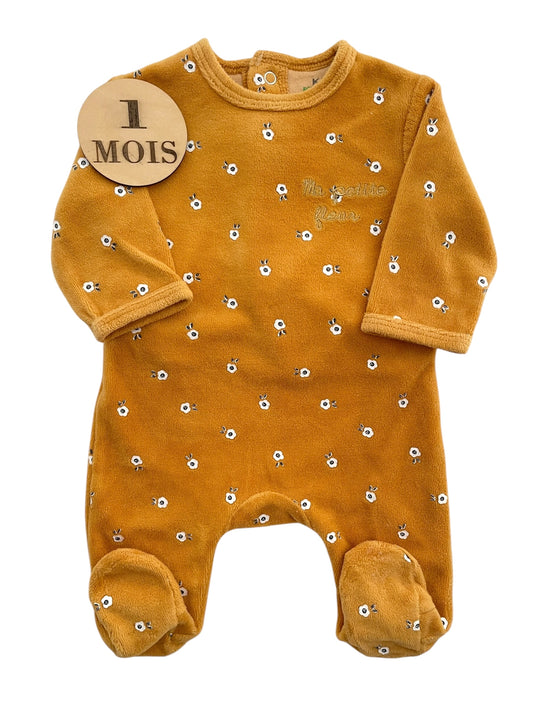 Pyjama velours orange, fleuri, Kiabj