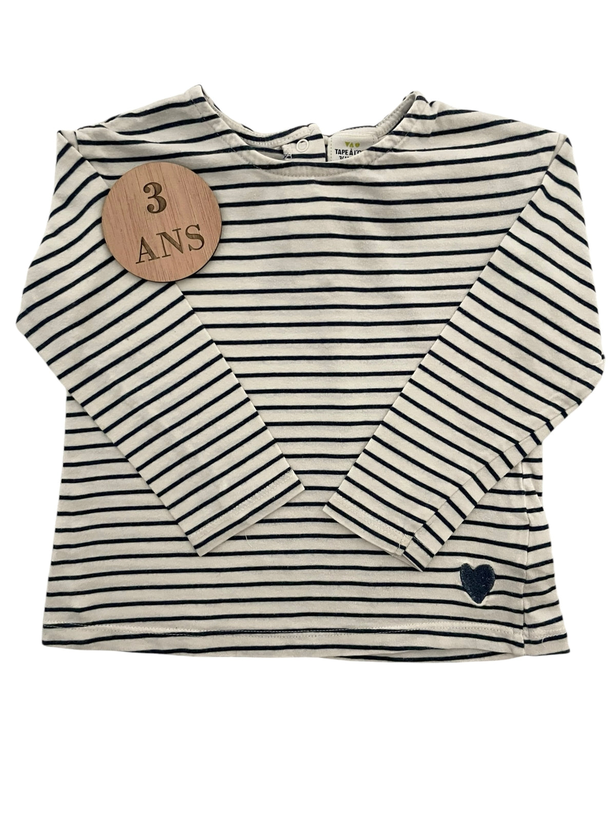 Tee-shirt rayé, bleu-nuit et blanc, TAO