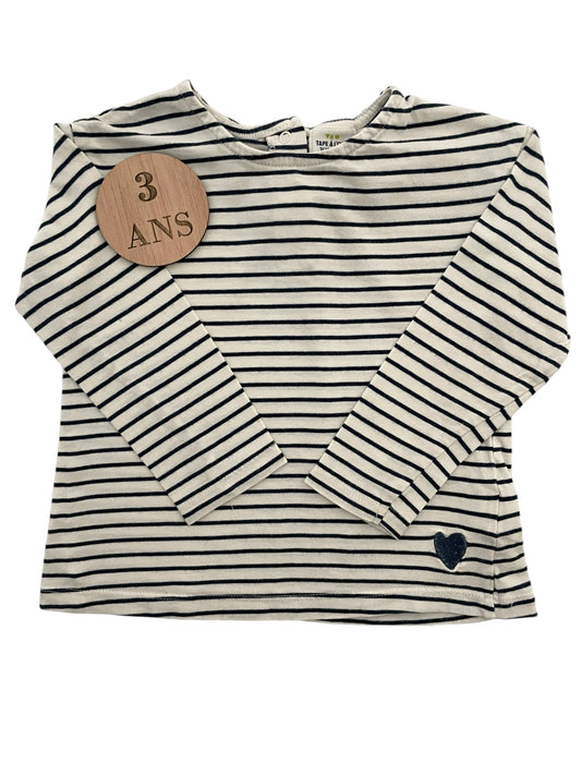 Tee-shirt rayé, bleu-nuit et blanc, TAO