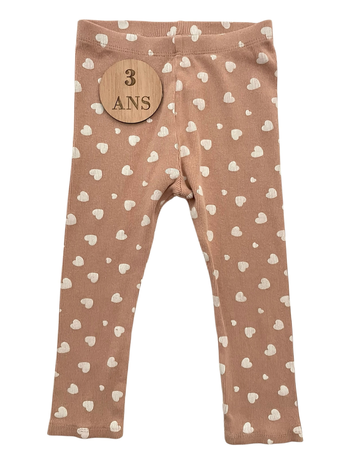 Legging côtelé coeurs, Kiabi