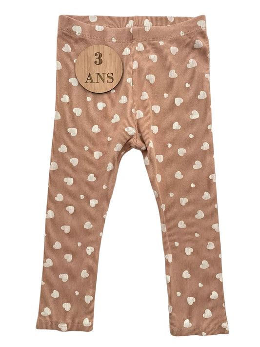 Legging côtelé coeurs, Kiabi