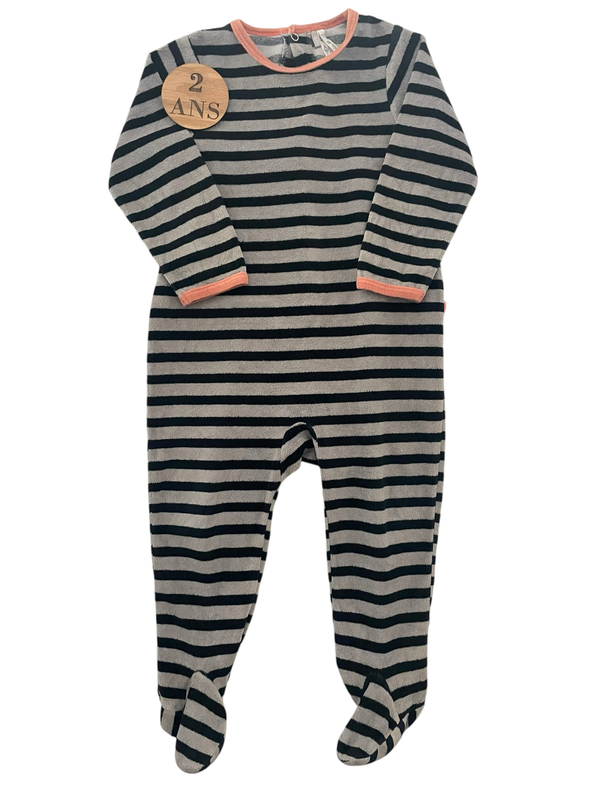 Pyjama velours, gris, rayé, Orchestra