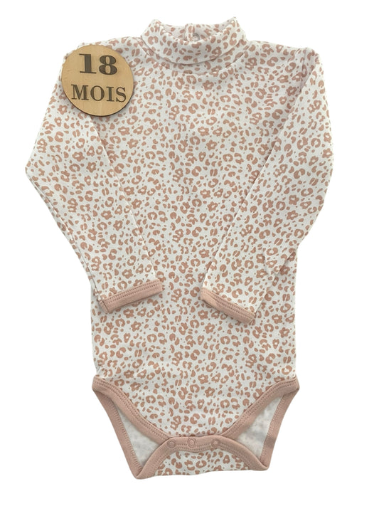 Body col roulé, léopard, rose et blanc