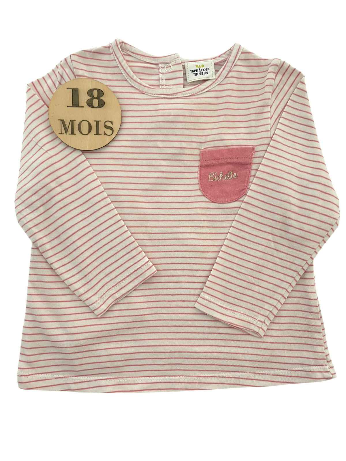 Tee-shirt, rayé rose, TAO