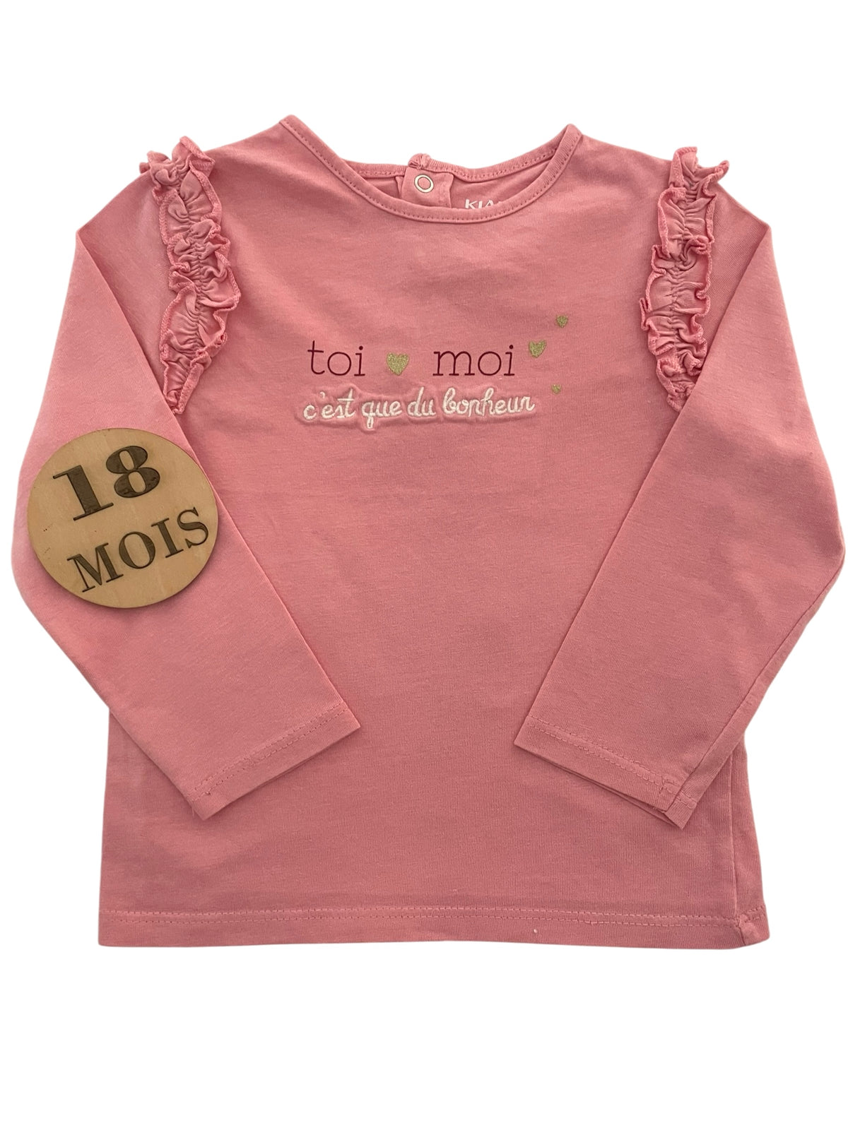 Tee-shirt, rose à volants, Kiabi