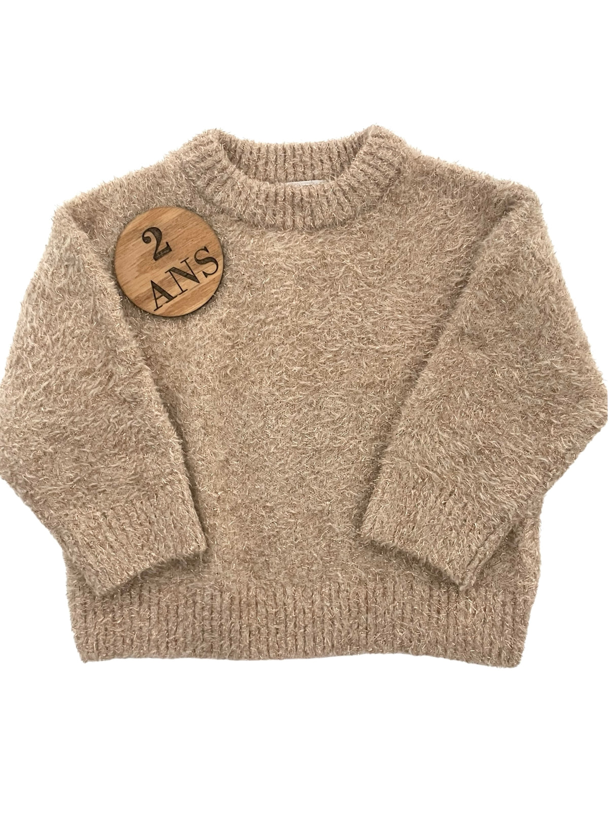 Pull en mailles, beige, brillant, Vertbaudet